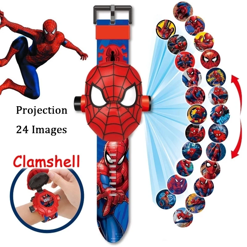 De dibujos animados de Disney niños reloj 3D de dibujos animados de proyección congelados Mickey Spiderman de hierro reloj digital de hombre niños relojes de juguete