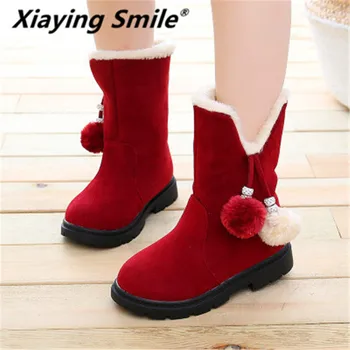 

Xiaying Smile Children snow boots girl antiskid middle and big children boots student's 19 winter new plush cotton shoes KY5