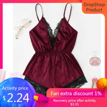 Feitong/Для женщин сексуальный комплект нижнего белья для девочек с v-образным вырезом, с сеткой и блестками, боди, одежда для сна, ночная сорочка combinaison Пижама однотонные пижамы дропшиппинг