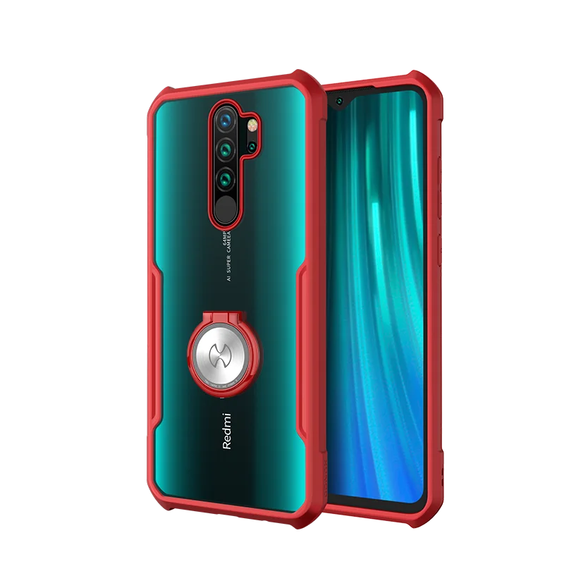 Для Xiaomi Redmi Note 8 Pro Чехол Xundd чехол для телефона Shookproof защитный чехол бампер Beetle защита экрана закаленное стекло - Цвет: Red With Ring