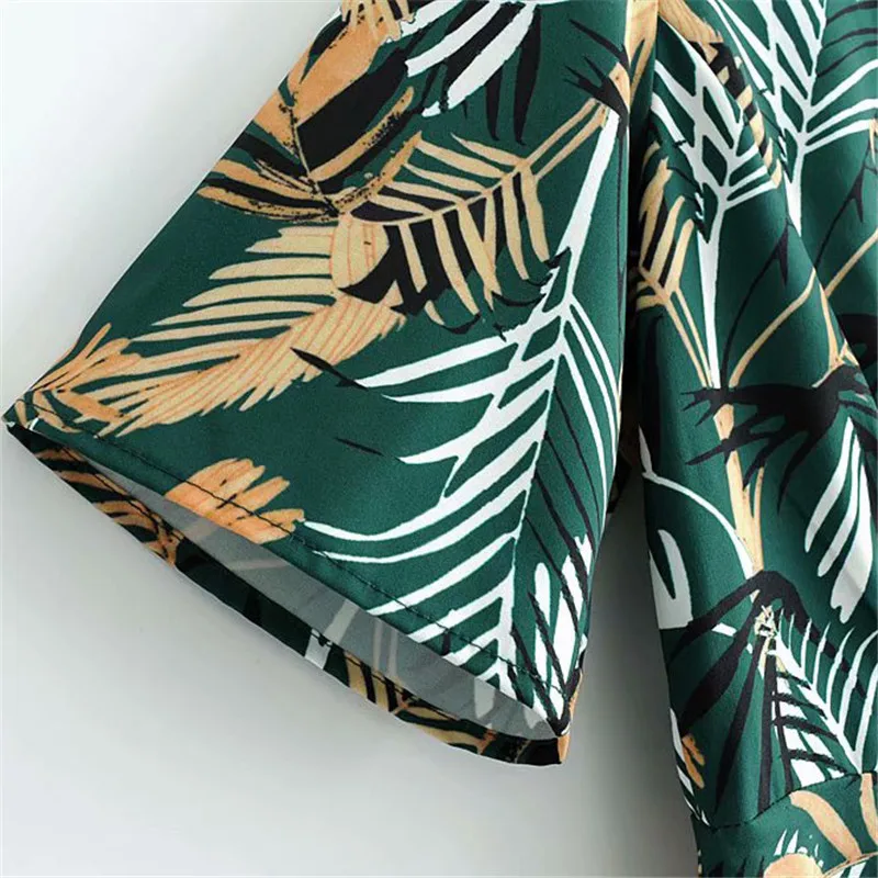 

Western Style Women's Clothing 2019 Summer New Style V-neck Tropical Printed Short Sleeved Dress