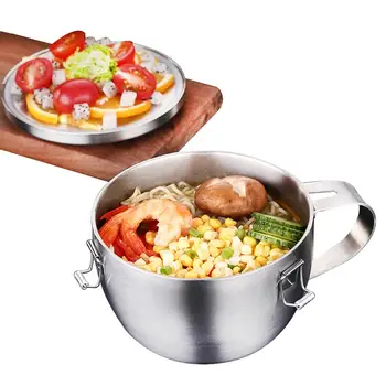 

Multi-purpose Instant Noodle Bowl Double-layered Heat Insulation Lunch Box With Widening Handle Stainless Steel Food Bowl