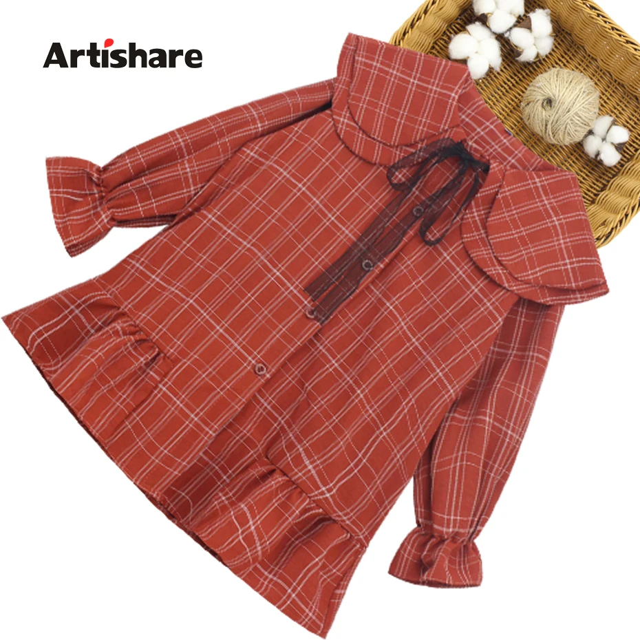 Spring Girls Dress Plaid Pleated For Double-layered Kids Party Dresses Sweet Summer Clothes | Детская одежда и обувь