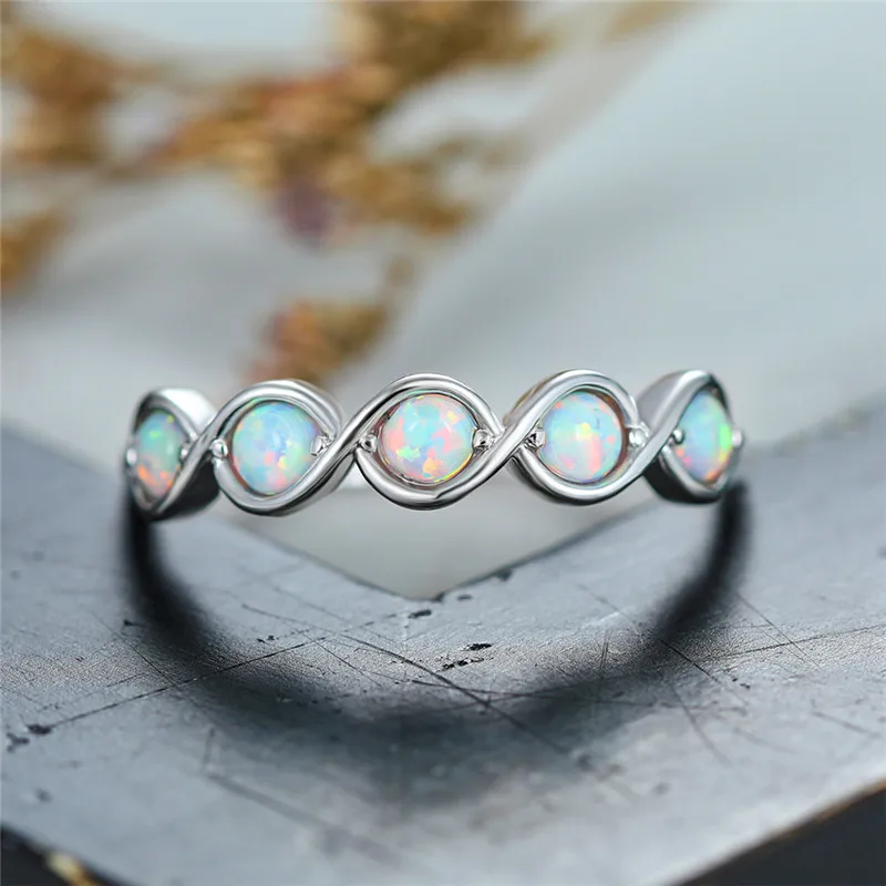 Минималистский женский круглый Опал крест кольцо модные вечерние свадебные кольца для женщин Элегантный серебряный однотонный цвет розовое золото палец кольцо