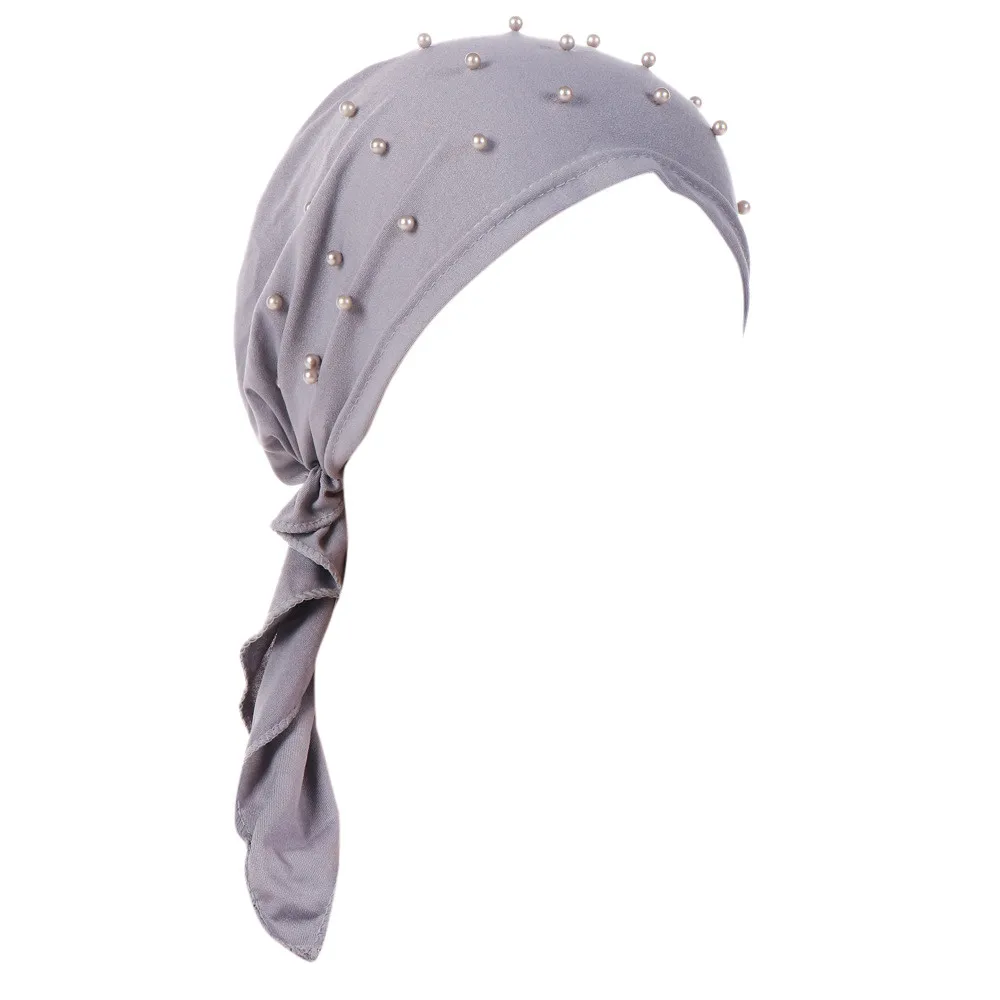 Женский индийский Бисероплетение мусульманский Эластичный Тюрбан шляпа хлопок выпадение волос головной платок обертывание головной убор платье аксессуары Copricapo di moda#2