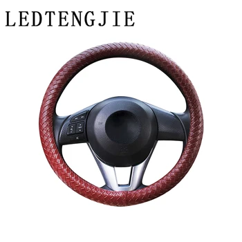 

LEDTENGJIE 3D leather non-slip wear-resistant car steering wheel cover braided steering wheel protective cover car handle gloves