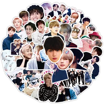 

50/76Pcs Korean Stars Kpop Carton Toy PVC Sticker For Skateboard Luggage Notebook Laptop Decals Idols Cute Photos Stickers Toys