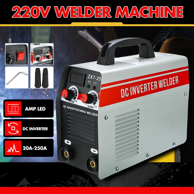 DC инверторный Сварочный аппарат 220V IGBT MMA сварочный 20-250Amp для домашнего начинающих