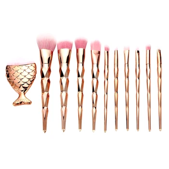 

11Pcs Unicorn Diamond Makeup Brushes Set Fish Shape Foundation Makeup Brush Professional Makeup Face Care Makeup Brush