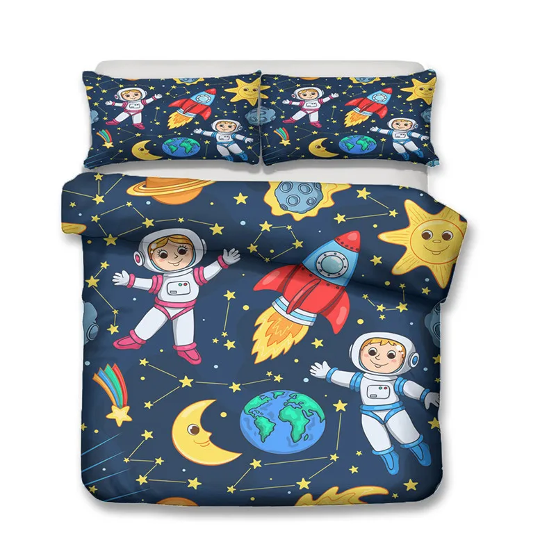 Wishstar, 3D космическая серия, детские постельные принадлежности с рисунками из мультфильмов, односпальное постельное белье для детей, набор пододеяльников с рисунком планеты, постельное белье для мальчиков - Цвет: 1