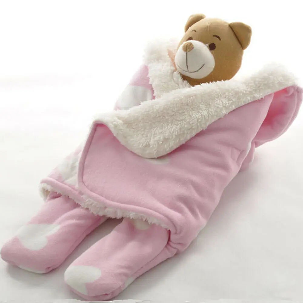 Детские спальные мешки удобные милые детские теплые плюшевые спальные мешки для завёртывания для пеленания одеяло для новорожденных Детские флисовые спальные мешки