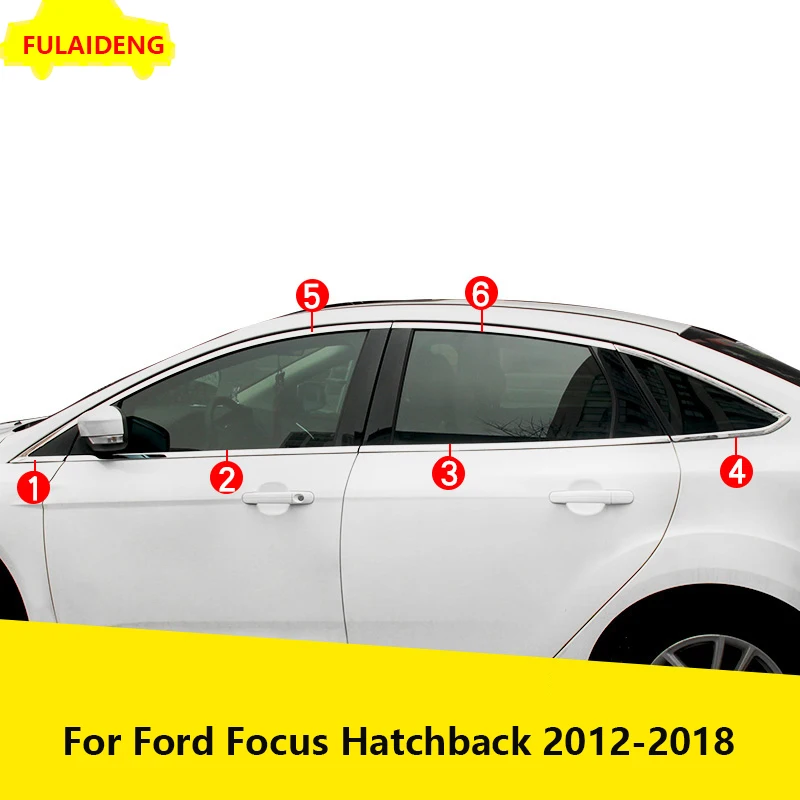 12 шт. нержавеющая сталь оконная рама подоконник ремень накладка для Ford Focus Хэтчбек 2012- аксессуары для стайлинга автомобилей