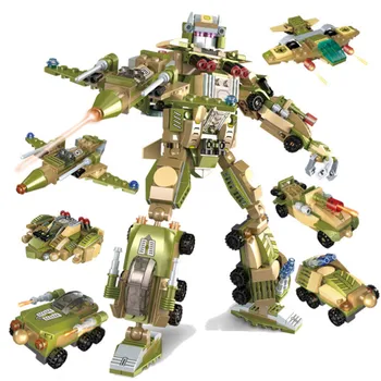 

XIPOO 393pcs Robot Mech Series of 6-Fit Armour Hero Straight Variable Educational Science Creative Building Blocks Toy