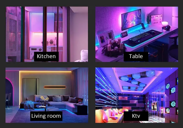 Ruban à LED 5m-30m Bande LED RGB Multicolores Améliorée Lumineuse avec  Télécommande Décoration d'Armoire pour Maison Chambre Cuisine, Découpable  [Classe énergétique A+++] - AliExpress