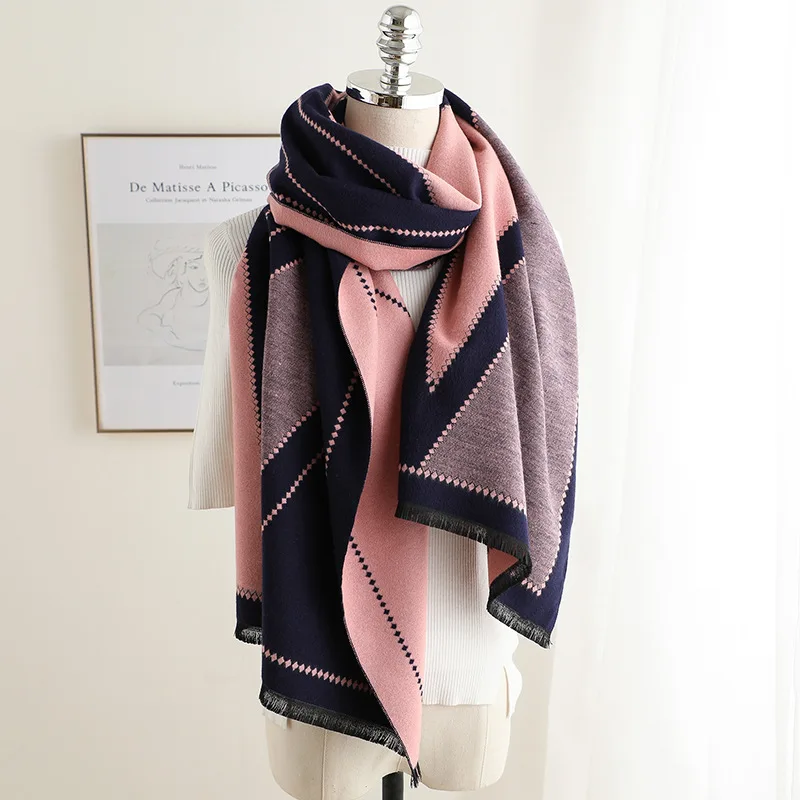 

2019 New Thick Pashmina Cashmere Scarf for Women Winter Shawls Bandana Warm Blanket Shawls Print Scarves