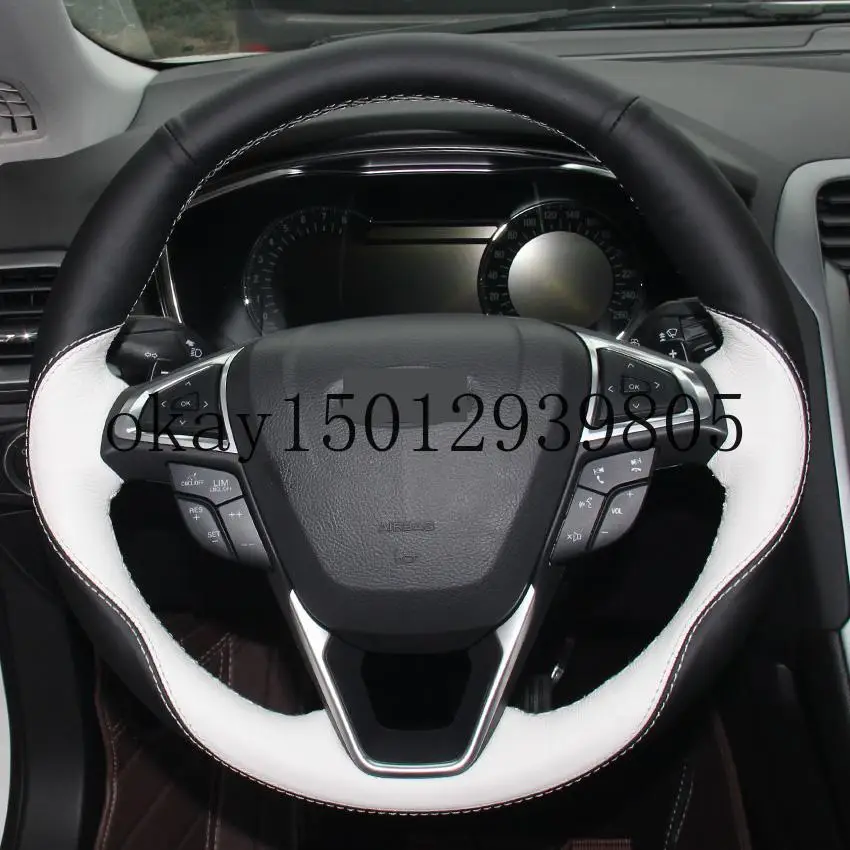 Чехол рулевого колеса автомобиля из черной и белой кожи для Ford Fusion Mondeo 2013 2014 EDGE 2015