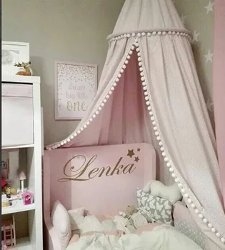 

Nordic Ins Children's Room Decorative Net Wool Ball Dome Bed Curtain Tent Mosquito Net Solid Color Mosquito Nets