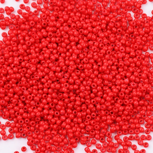 10g 720 Pieces 2mm Austria Solid Color Bead 12/0 Opaque Neon Round Beads Glass Seed Beads Handmade DIY Jewelry Bags Accessories 341 Dark Red