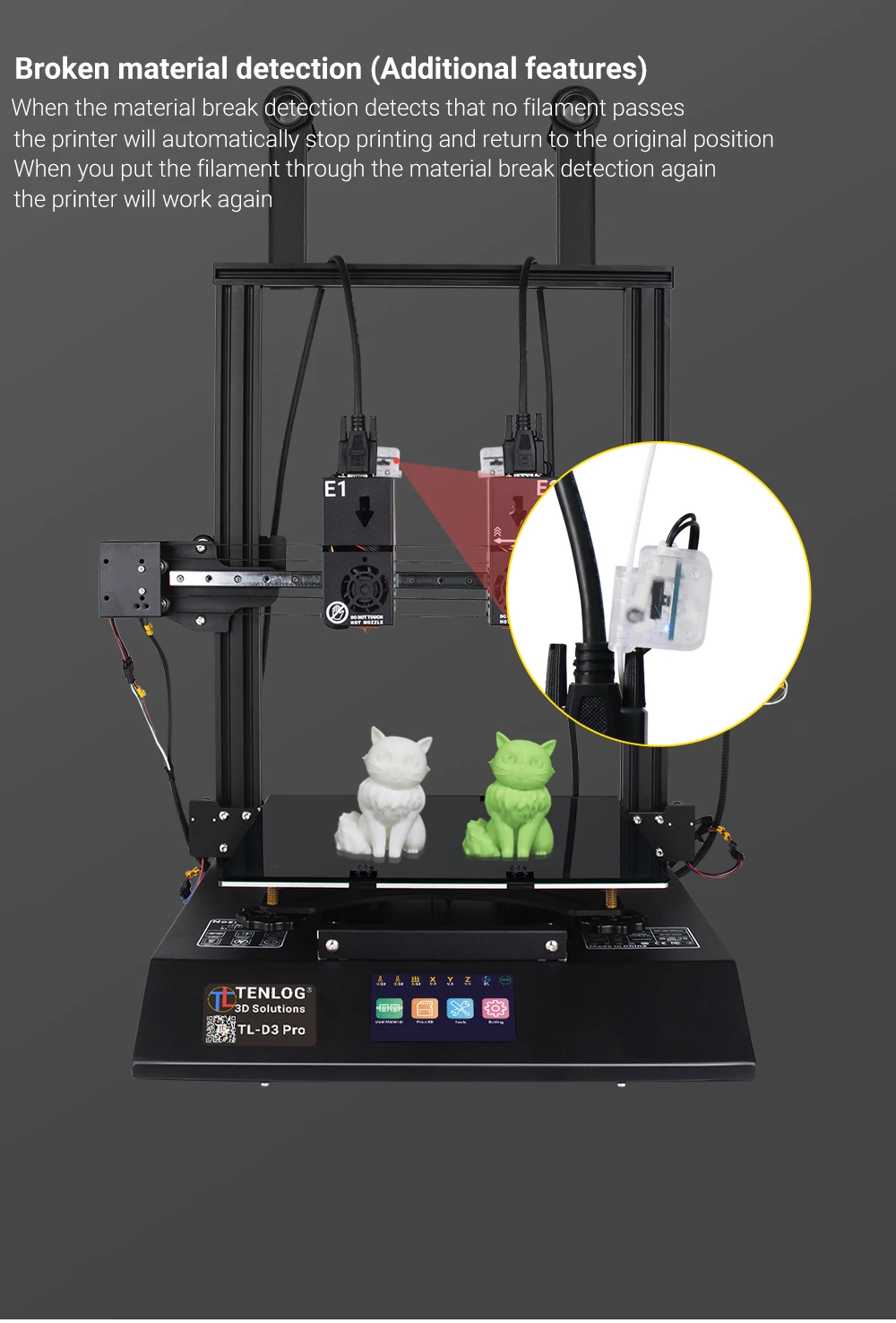 best cheap 3d printer 3d Printer TENLOG TL-D3 PRO With 7pcs TMC2208 Independent Dual Extruder 280 Degree High Temperature Nozzle 600W Power Supply 3d printers