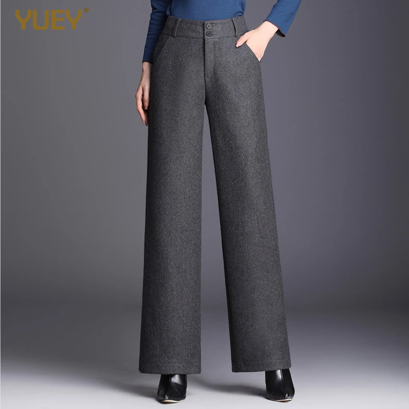 Women's Woolen Pants For Autumn Winter Wool Thicken Pure Color Plus