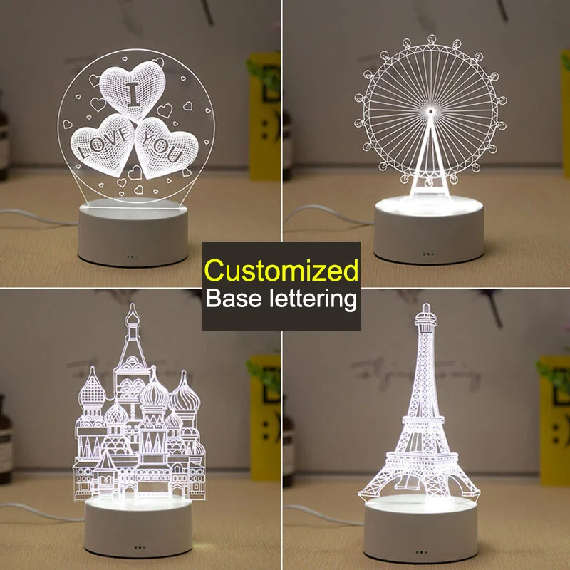 

3D Led Creative Night Light Button Switch Acrylic Novel Illusion Atmosphere Lighting Desk Lamp For Home Decoration Lamp