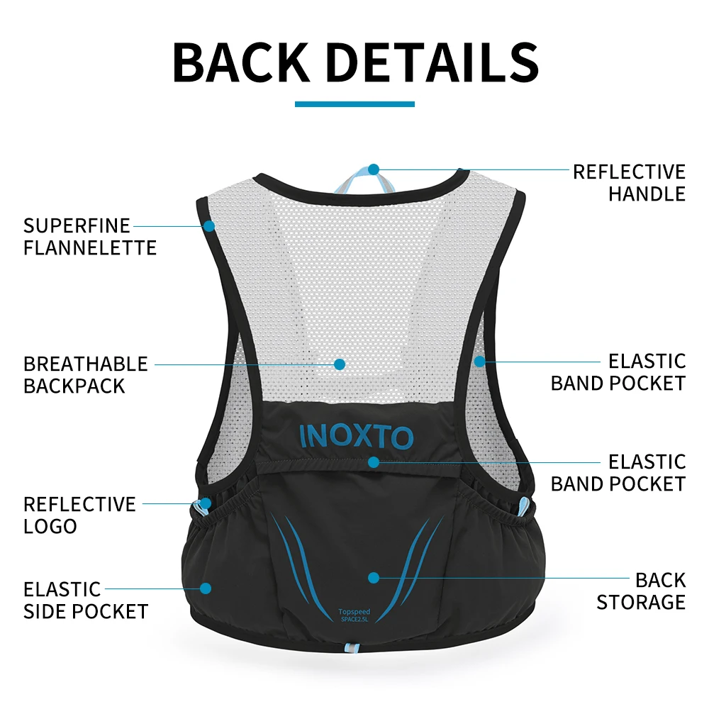 INOXTO 2021 New 2.5L Lightweight Running Backpack Hydration Vest Suitable for Bicycle Marathon Hiking Ultra-light and Portable