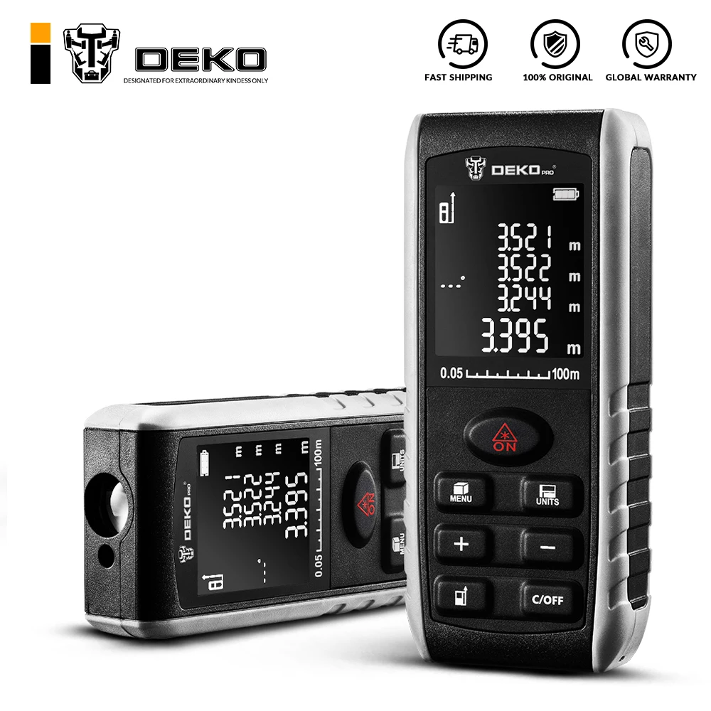 DEKO LRE521 Handheld Laser Distance Meter Mini Laser Rangefinder Laser Tape Range Finder Diastimeter Measure 40M 60M 80M 100M
