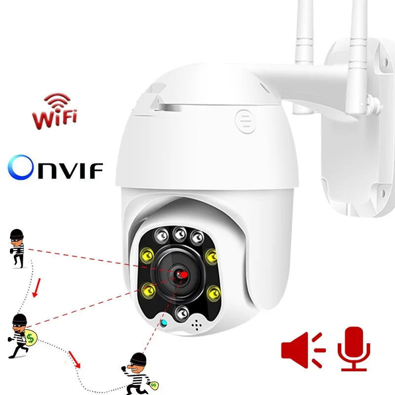 

1080P WiFi Auto Tracking PTZ Camera Outdoor Wireless 2MP IP Camera Auto Tracker IR 30m Auto Focus CCTV Onvif Camera 2-WAY Audio