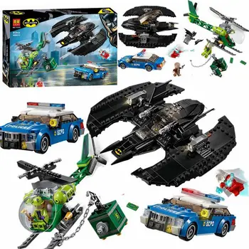 

513Pcs SuperHero Batman and The Riddler Building Blocks Bricks Compatible 76120 DC SuperHeroes With 4 Figures Toys Kids Gift