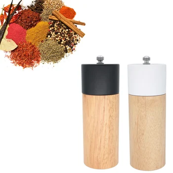 

New Pepper Grinder Manual Rubber Wood Pepper Grinder Adjustable Ceramic Grinder Pepper Mill 6 Inch Kitchen Tools