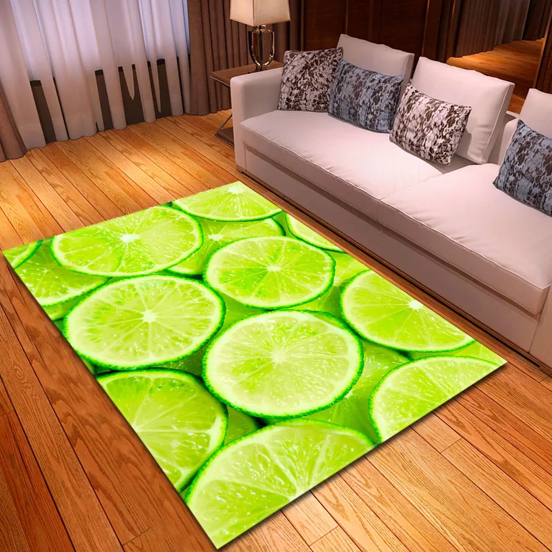 Nordic Fruit Lemons 3D Carpet Soft Flannel Sofa Kids Bedroom Rugs Modern Home Decor Rugs and Carpets for Home Living Room