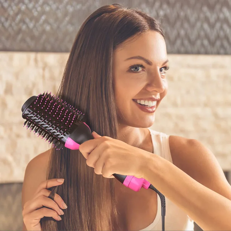 

Flat Multifunctional 2in1 Roller Salon Dryer Hot Rotating Rotate Blow Gifts Styling Curler Air Step Comb Electric Hair