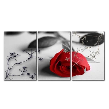 

Canvas Living Room Pictures Painting 3 Panel Rose Flower Framework HD Printed Modern Wall Art Modular Poster Home Decoration
