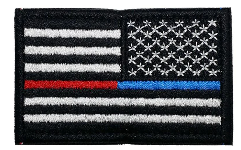 Blue and red Обратный американский флаг США Патч тонкая синяя линия красная линия Флаг Армии США полная вышивка тактические военные петлевые патчи - Цвет: Blue and red