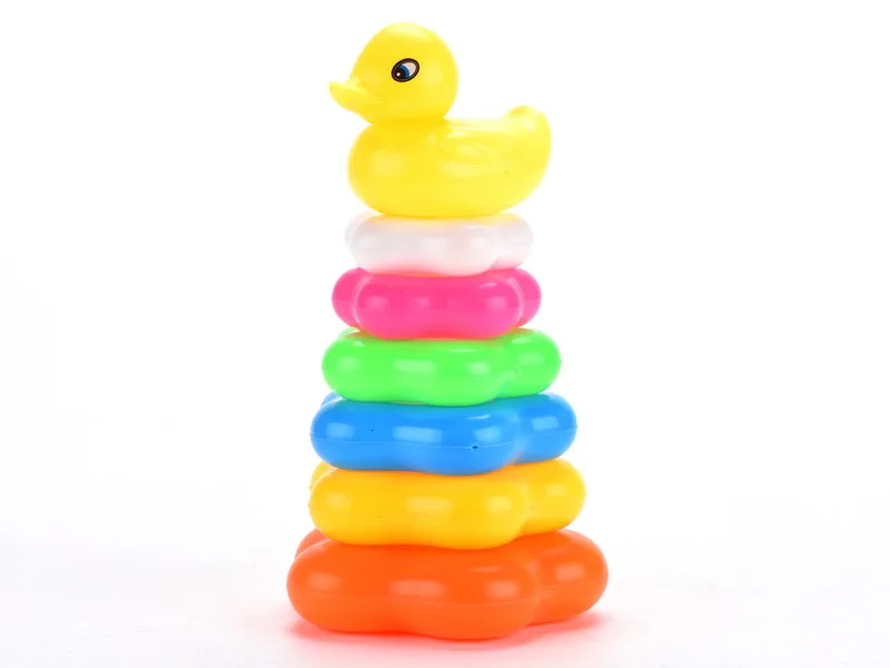 

Children Water Toys Duckling Rainbow Ring Layered Rings Stack-up 6-Layer Plum-Shaped Ring Throwing Toy
