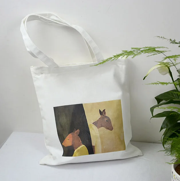 

Women Canvas Bags Female Cloth Simple Casual Zipper Printing Shopping Bags Reusable Grocery Shoulder Bags