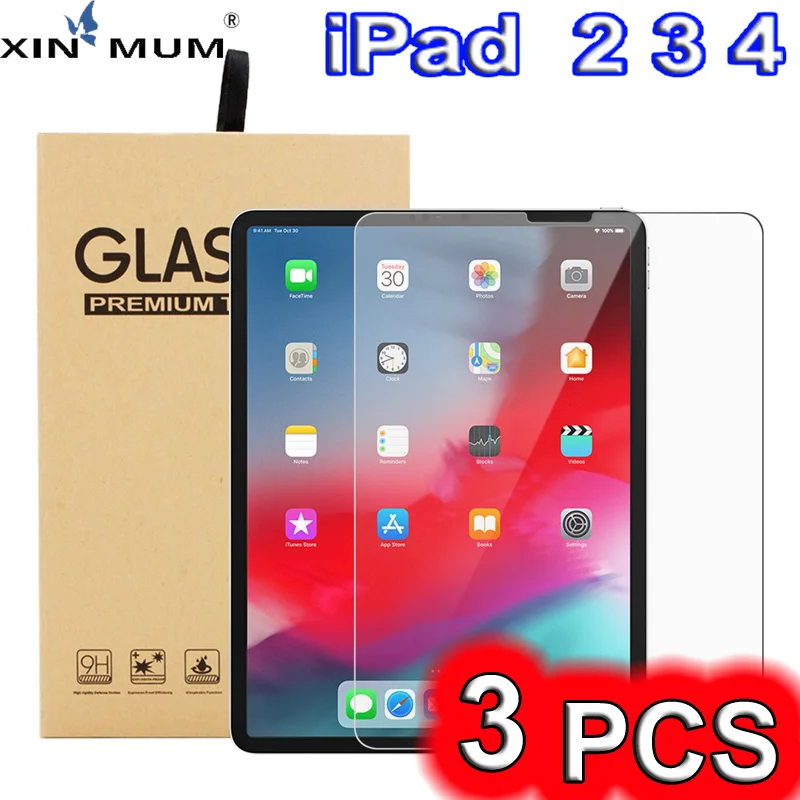 

3 Pcs/set For iPad 2 3 4 Transparent Screen Protector Anti fingerprint Anti-oil Anti-Scratch 9 HD Tablet Tempered Glass Film