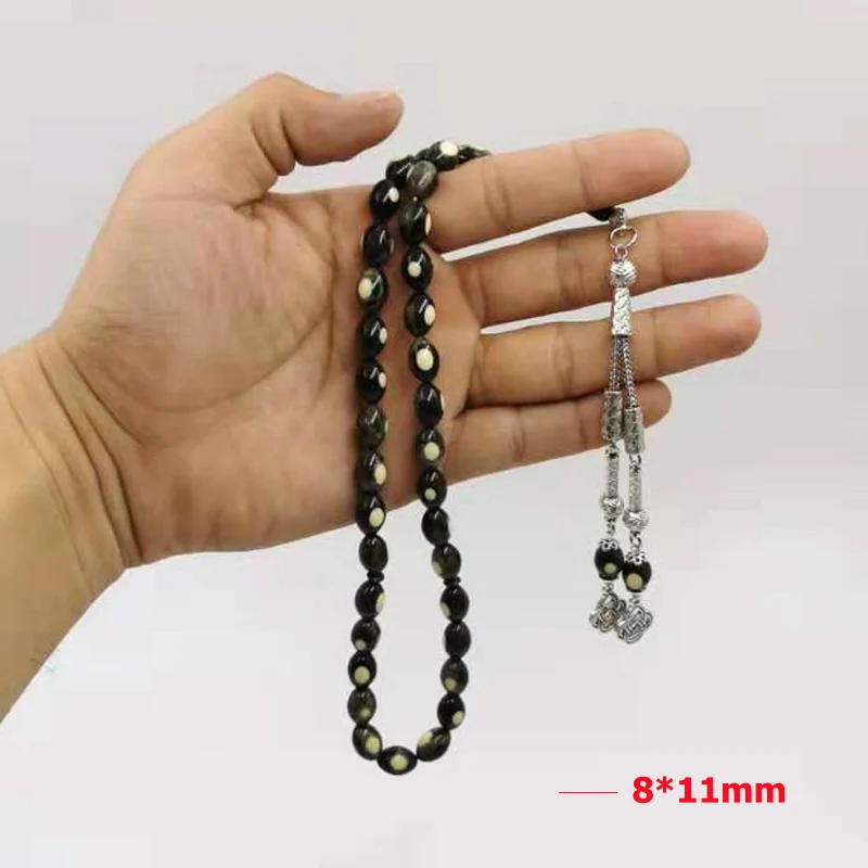 Черная смола Tasbih мужской браслет 33 prayerbeads Исламский подарок для мужчин модные четки Kuwait masbaha дизайн Misbaha Четки
