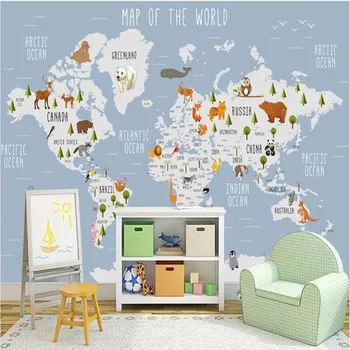 

Milofei manufacturers custom 3D cartoon world map background wallpaper mural