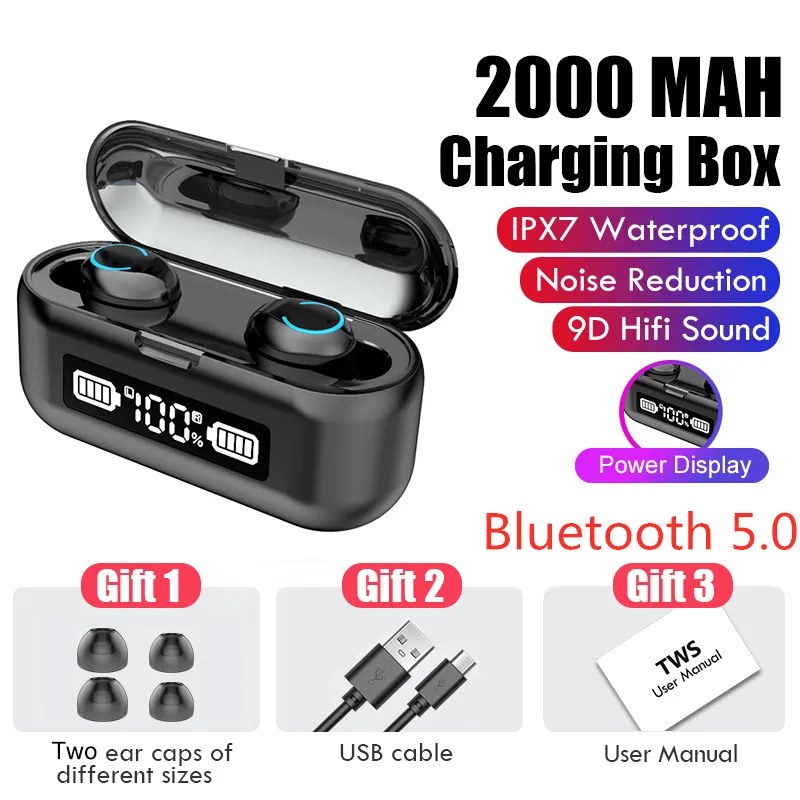 

TWS 5.0 Wireless Earphone fone de ouvido 9D Bass Stereo Wireless Earbuds Headset LED Power Display Waterproof Earbuds