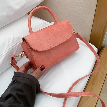 

Small bag girl 2020 new Korean version portable all-match shoulder bag fashion western stone pattern small square bag