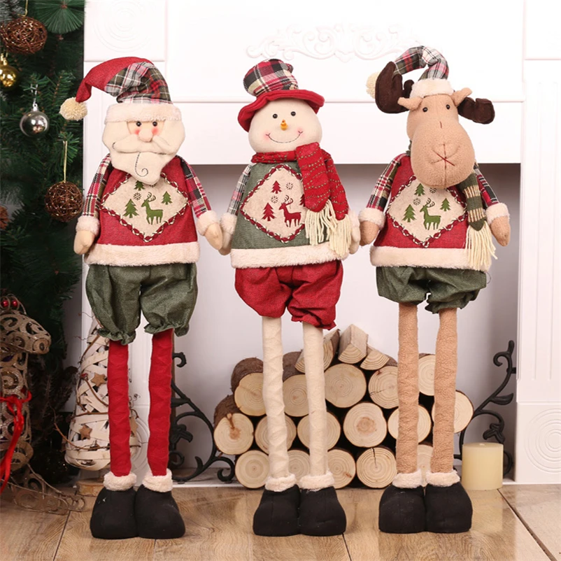 

82cm Retractable Santa Claus Snowman Christmas Dolls christmas tree decorations Standing natal Figurines christmas decoration
