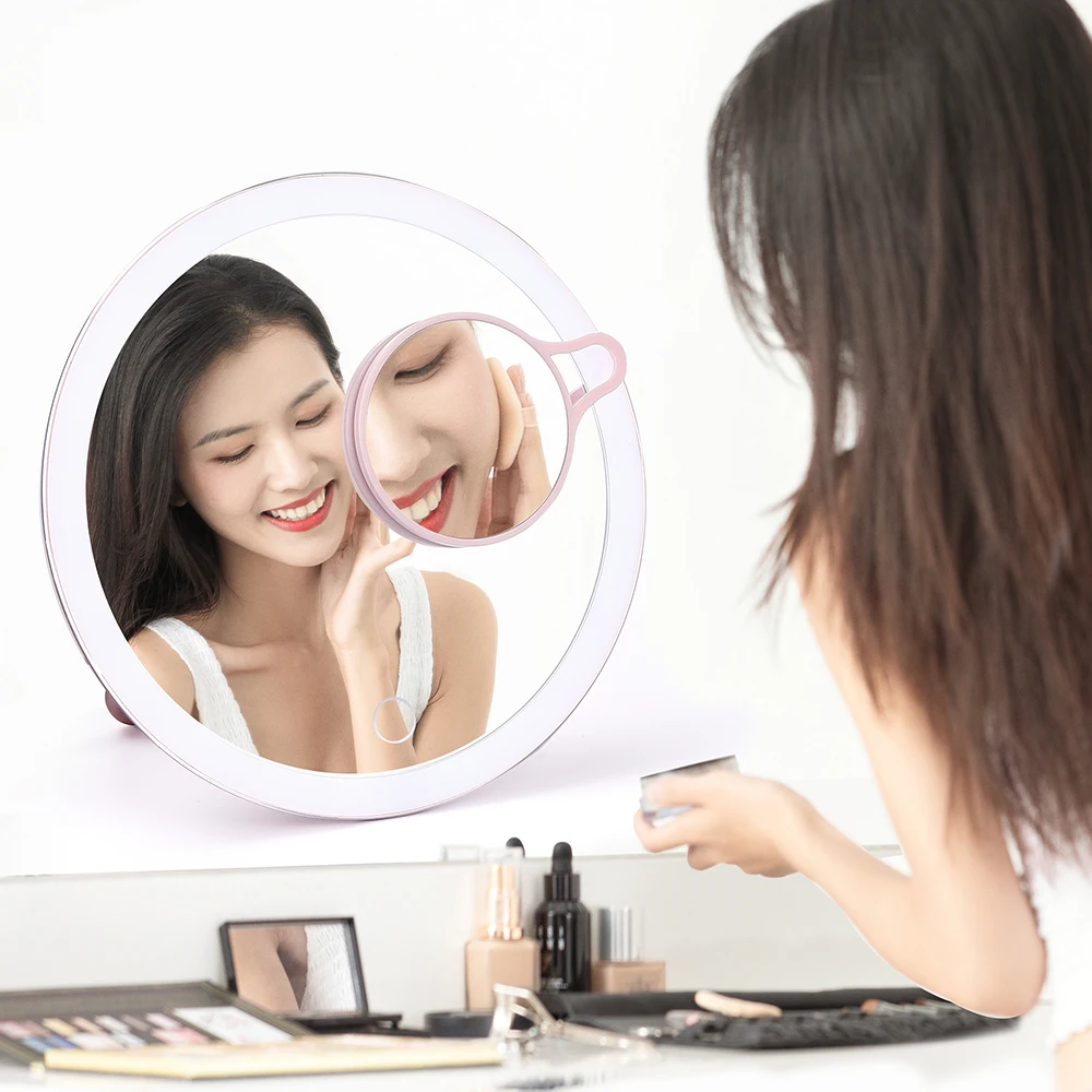 

1X 3X Magnifying Mirror Led Lighted Makeup Mirror USB Rechargeable Removable Nature Light 2 Level Changeable Light Intensity