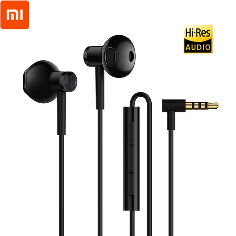 

Original Xiaomi Hybrid DC Dual Driver Earphone Wired L Shape Plug MEMS Microphone Universal Half In-Ear headset 3.5mm Earphones