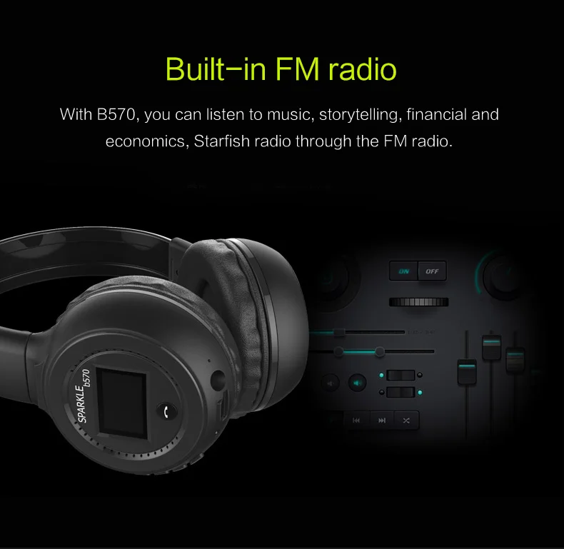 B570 Bluetooth наушники с FM радио ЖК-дисплей стерео-гарнитура беспроводные наушники гарнитура Bluetooth для телефона ПК