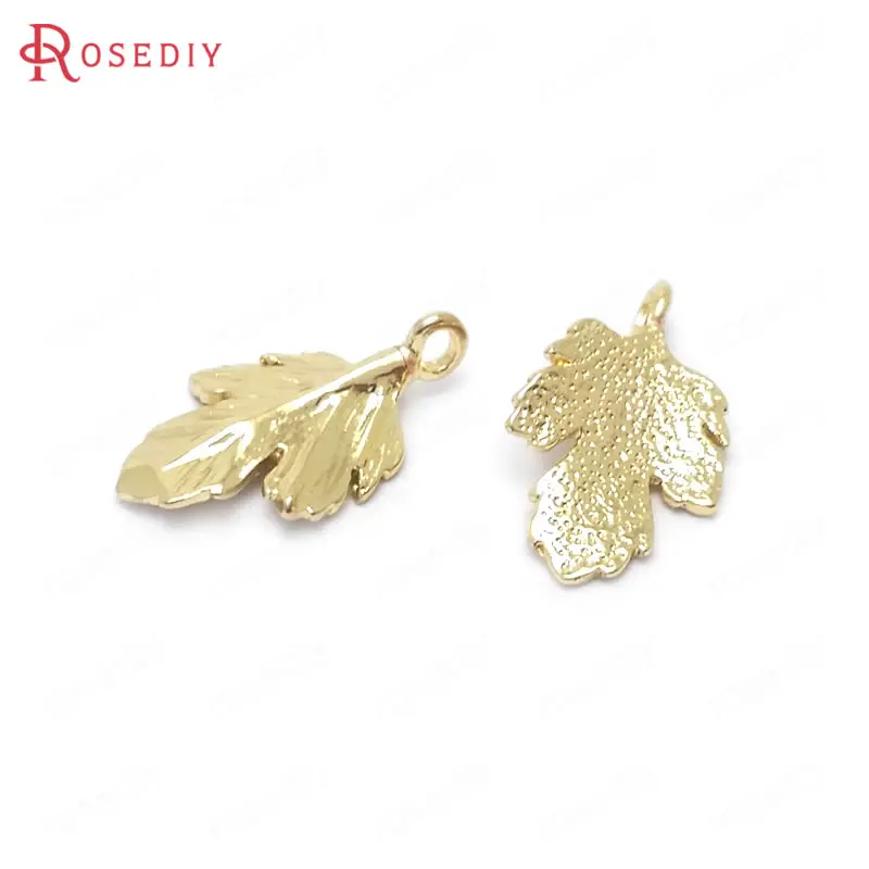 10 шт. латунные подвески в виде листиков дерева цвет шампанского|charm pendant|leaf charm