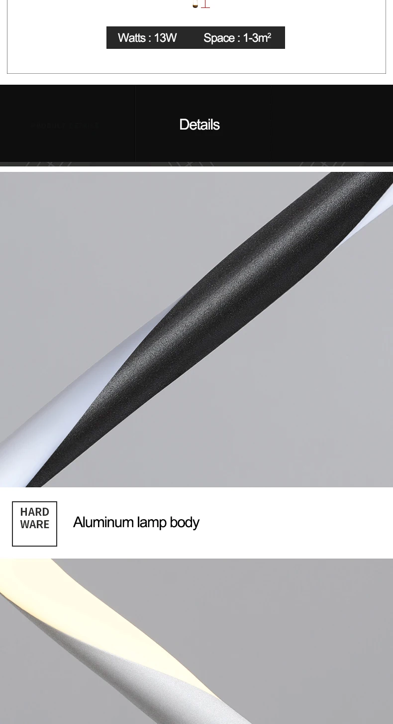 Современный светодиодный подвесной светильник для спальни, обеденного стола, барной стойки, черный/белый алюминиевый подвесной светильник