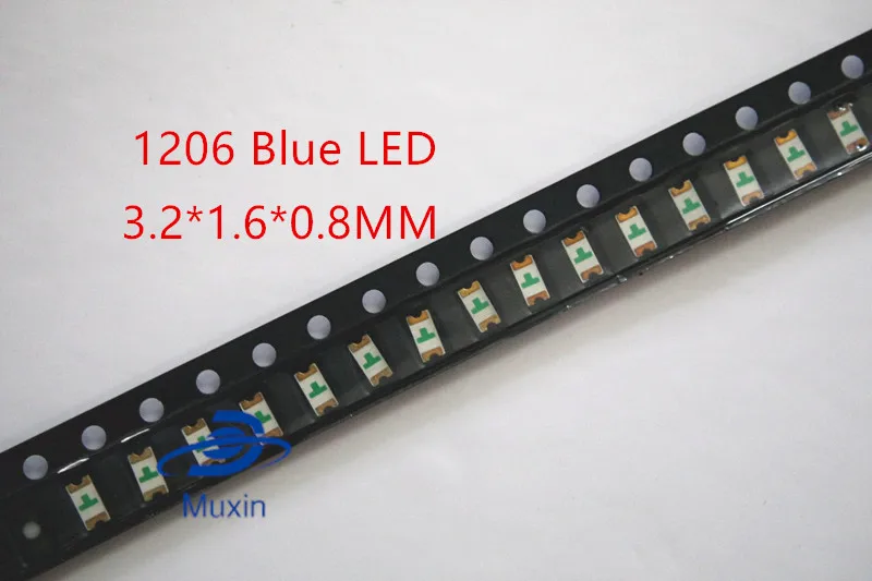SMD 1206 (3216) светодиодный 500 шт. чип синий светильник 20 мА DC 3 в ультра яркий
