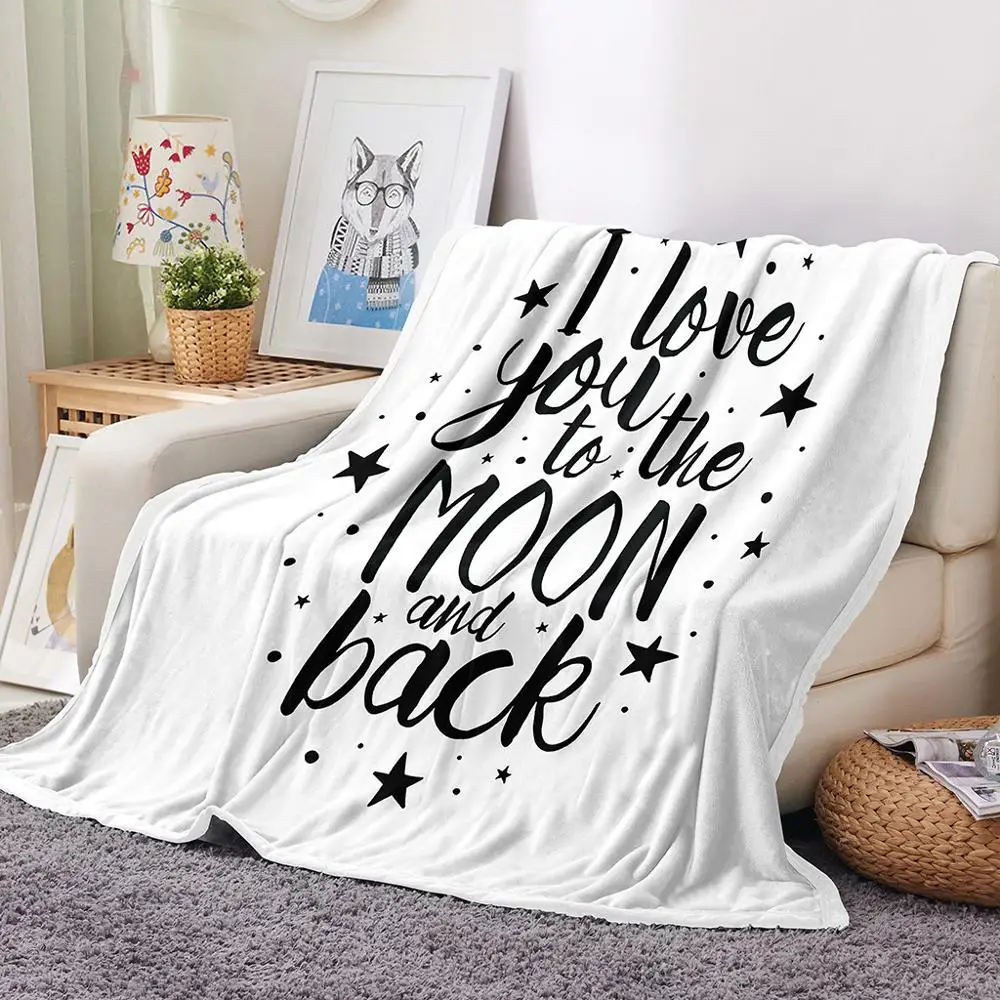 ONGLYP I love You To The Moon and Back Blanket Soft Warm Flannel