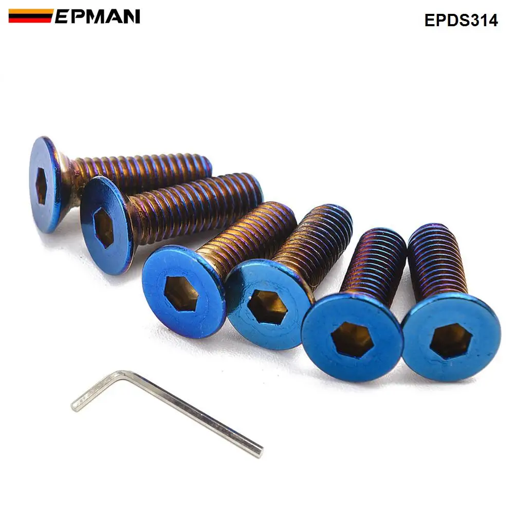 Epman 6 Pcs Verbrannt (Neochrome) Edelstahl Lenkrad Bolzen 